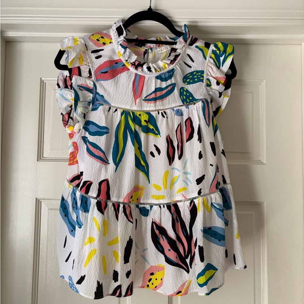 Marie Oliver Blouse with Flutter Cap Sleeves